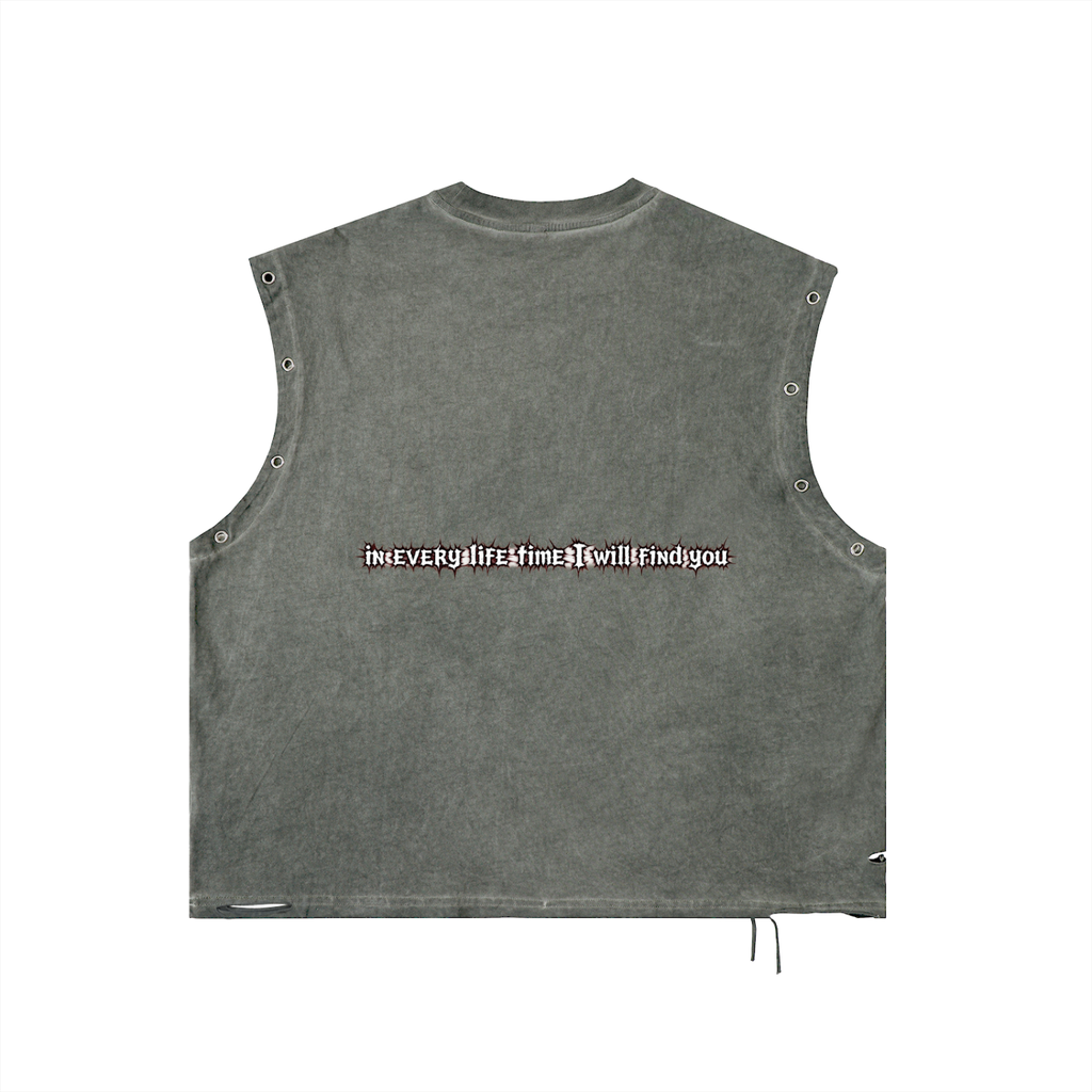 Distressed Grommet Eyelet Tank Top