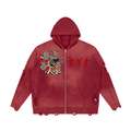 wake up Distressed Full Zip Sweater