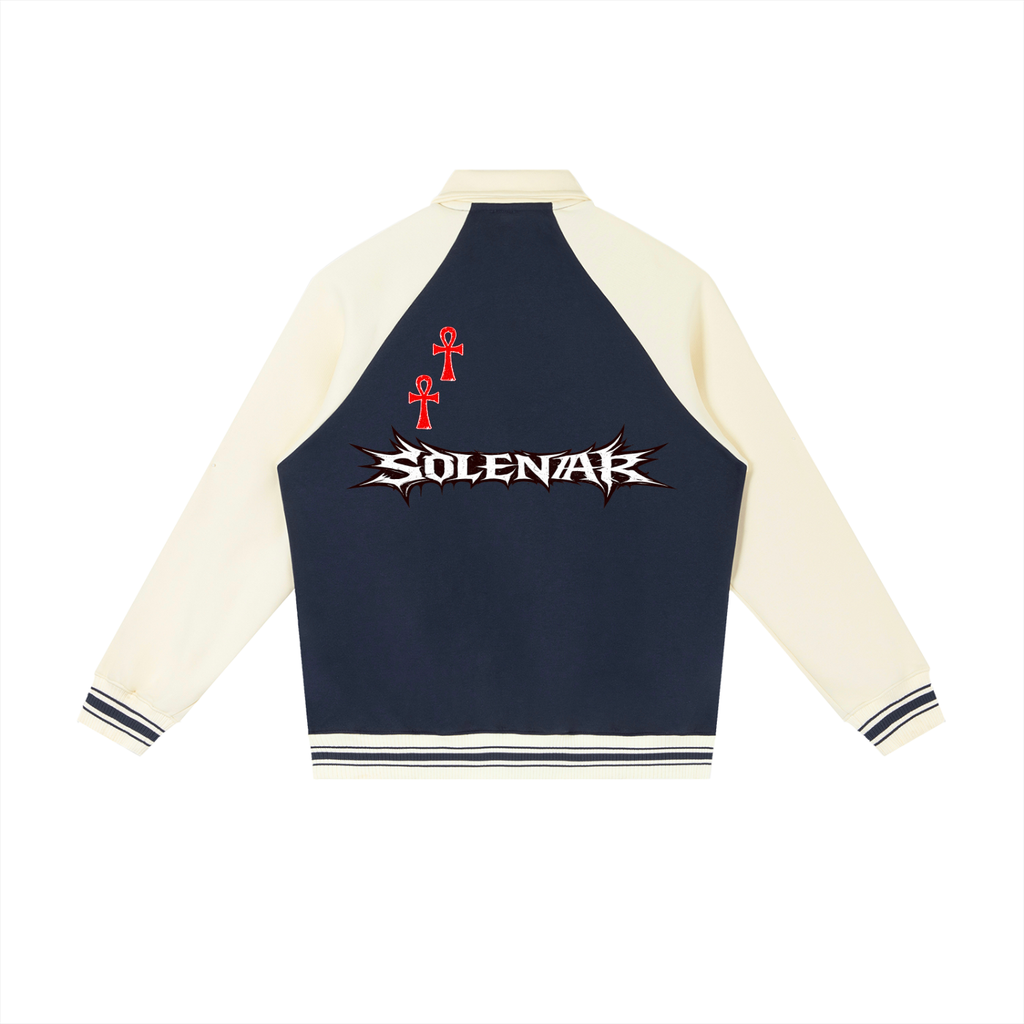 Contrast Raglan Sleeve Baseball Jacket