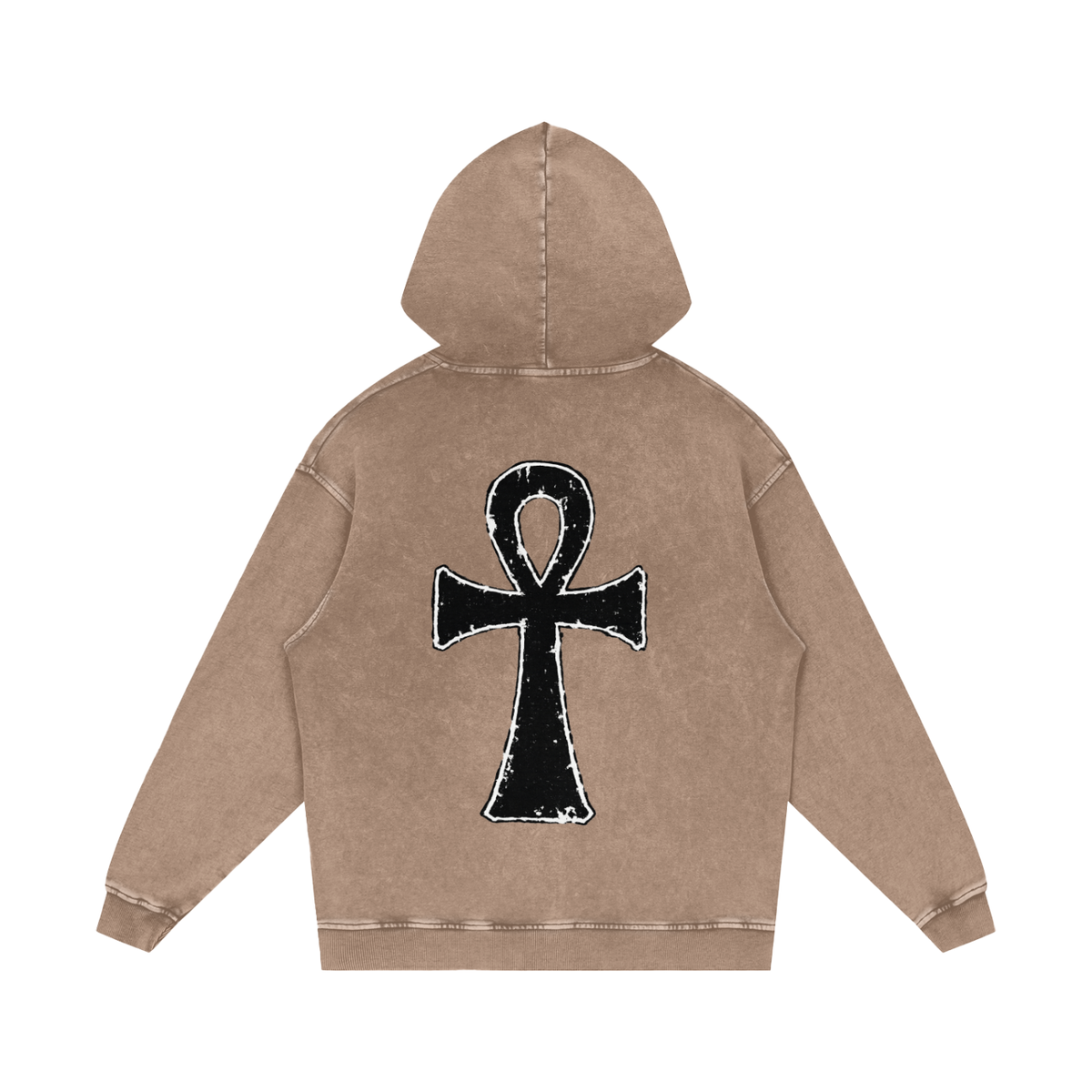 EYE Ankh Snow Washed Loose Cotton Hoodie
