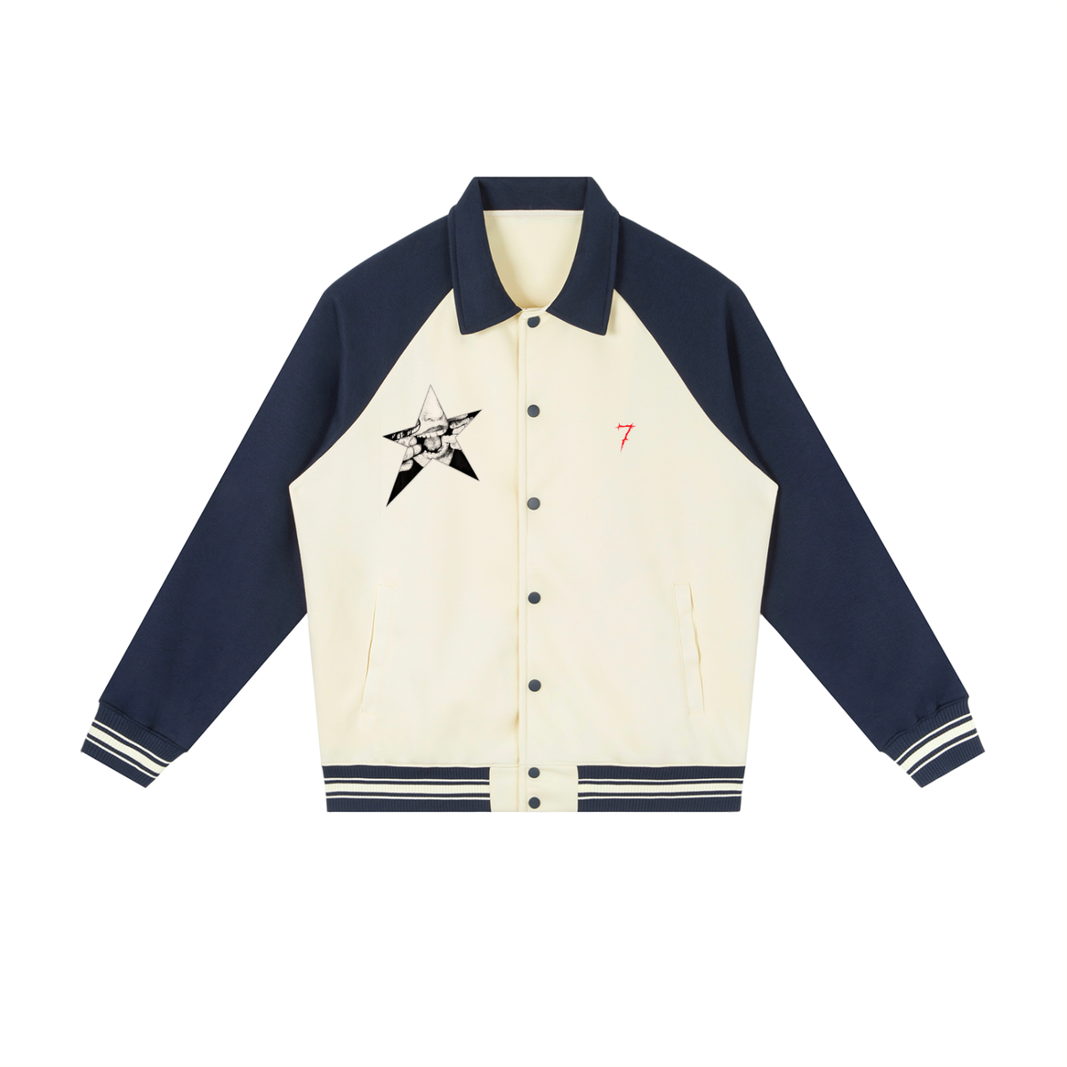 Contrast Raglan Sleeve Baseball Jacket