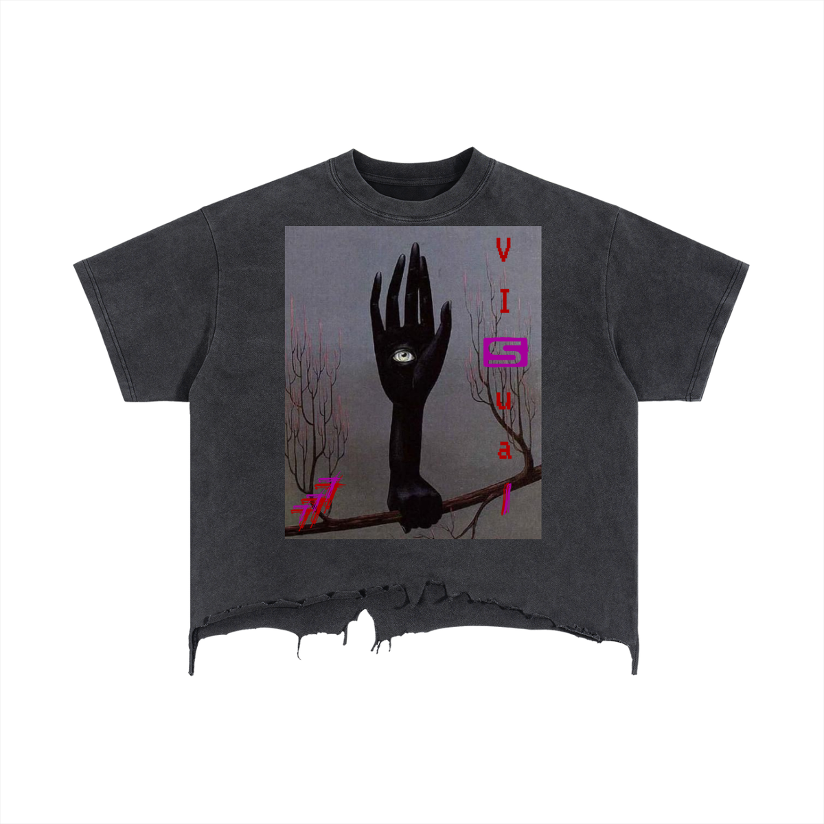 Visual Distressed Hem T-Shirt