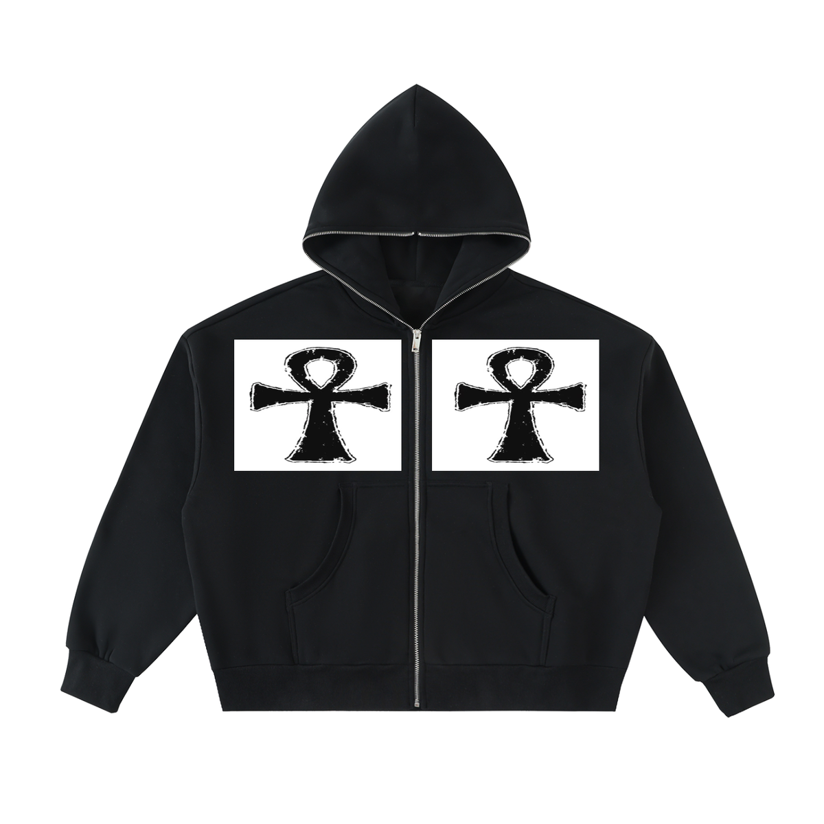 Ankh Full-Zip Boxy Hoodie