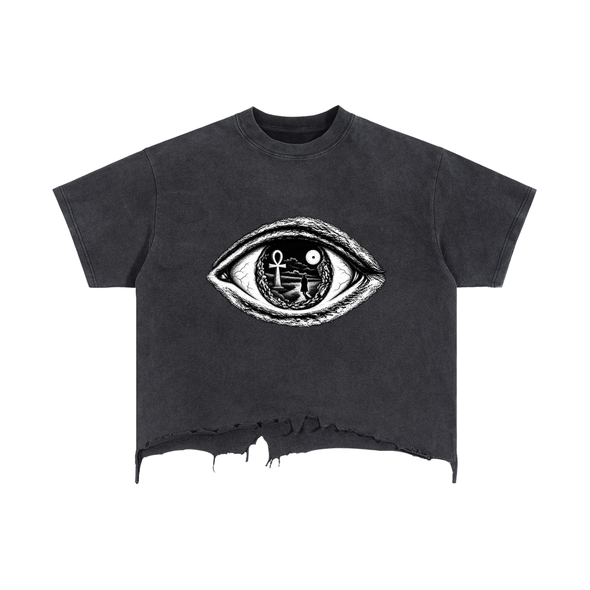 Vintage Wash Boxy Distressed Hem T-Shirt