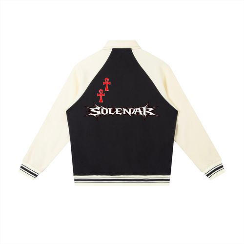 Contrast Raglan Sleeve Baseball Jacket