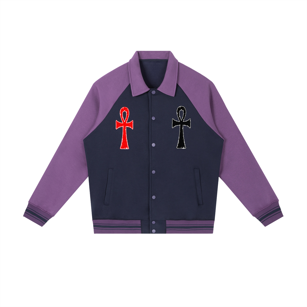 Contrast Raglan Sleeve Baseball Jacket