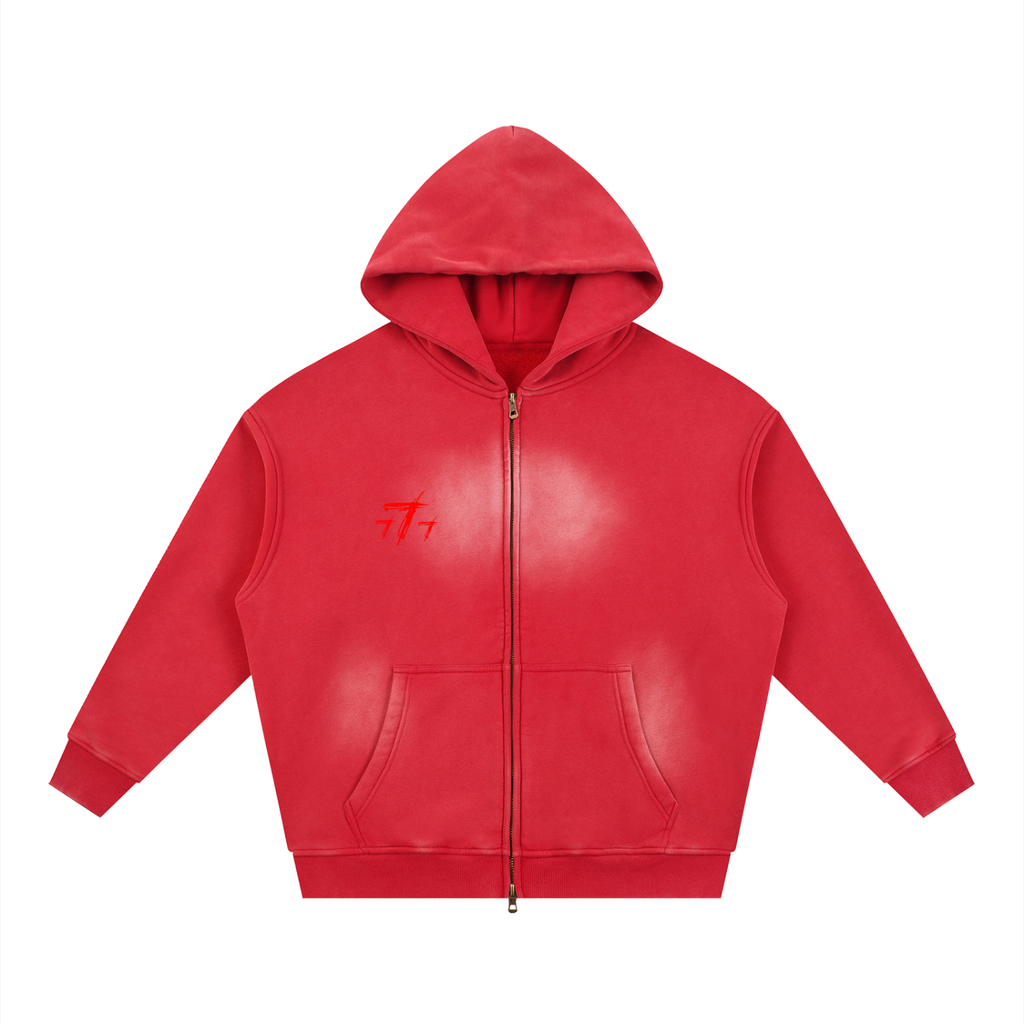 Sunfade Two-way Zipper Boxy Fleece Hoodie