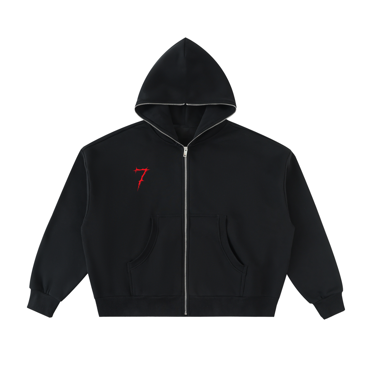 7 Fleeced Full-Zip Boxy Hoodie