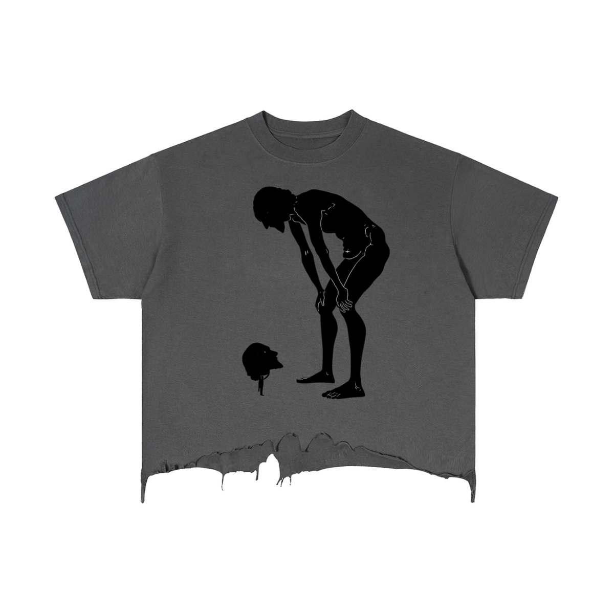 Vintage Wash Boxy Distressed Hem T-Shirt
