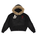 Sun Fade Boxy Detachable Fur Hoodie
