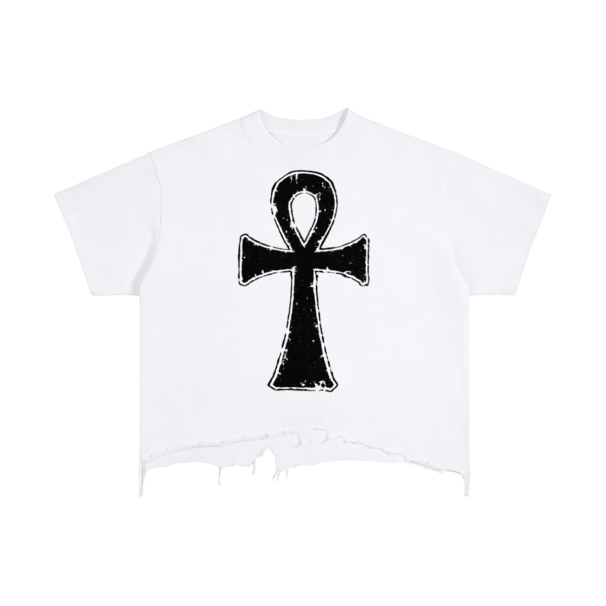 Ankh Vintage Wash Boxy Distressed Hem T-Shirt