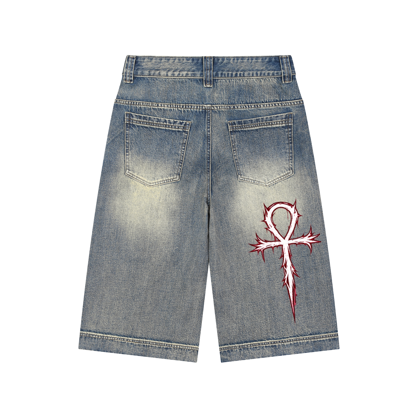 Vintage Wash Baggy Denim Shorts