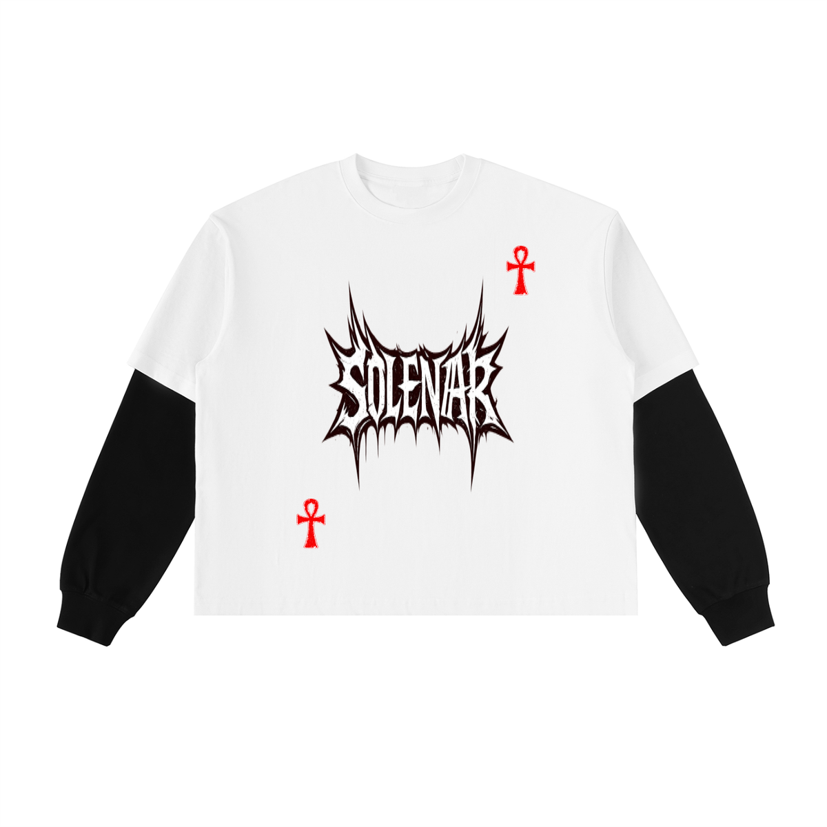 Layered Contrast Sleeve Cotton T-Shirt