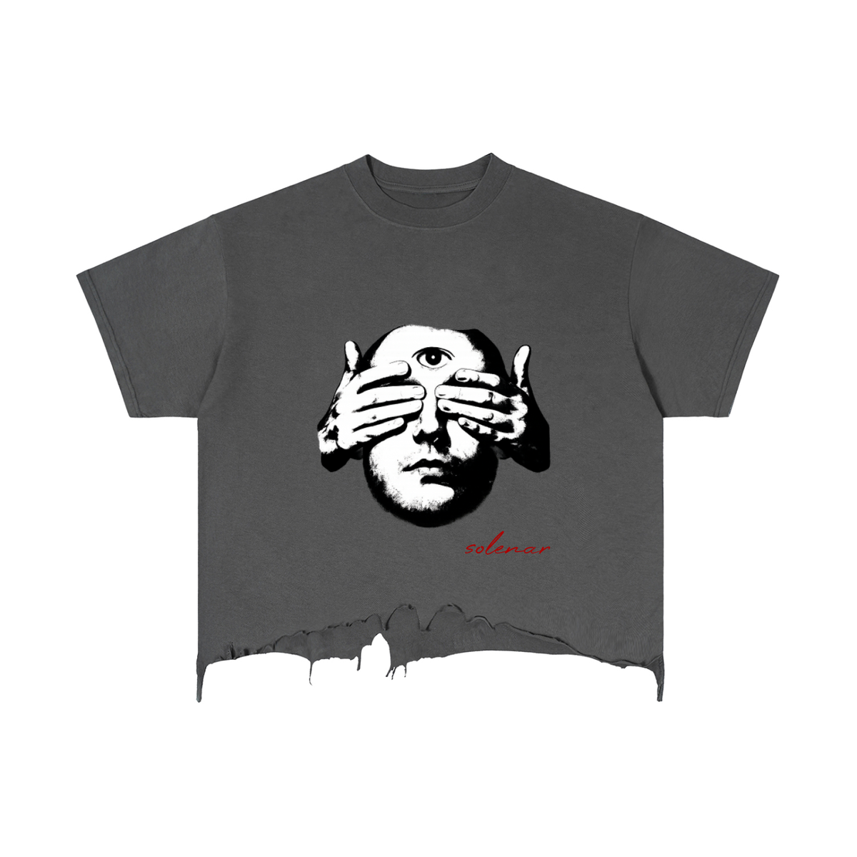 Cant See Vintage Wash Boxy Distressed Hem T-Shirt