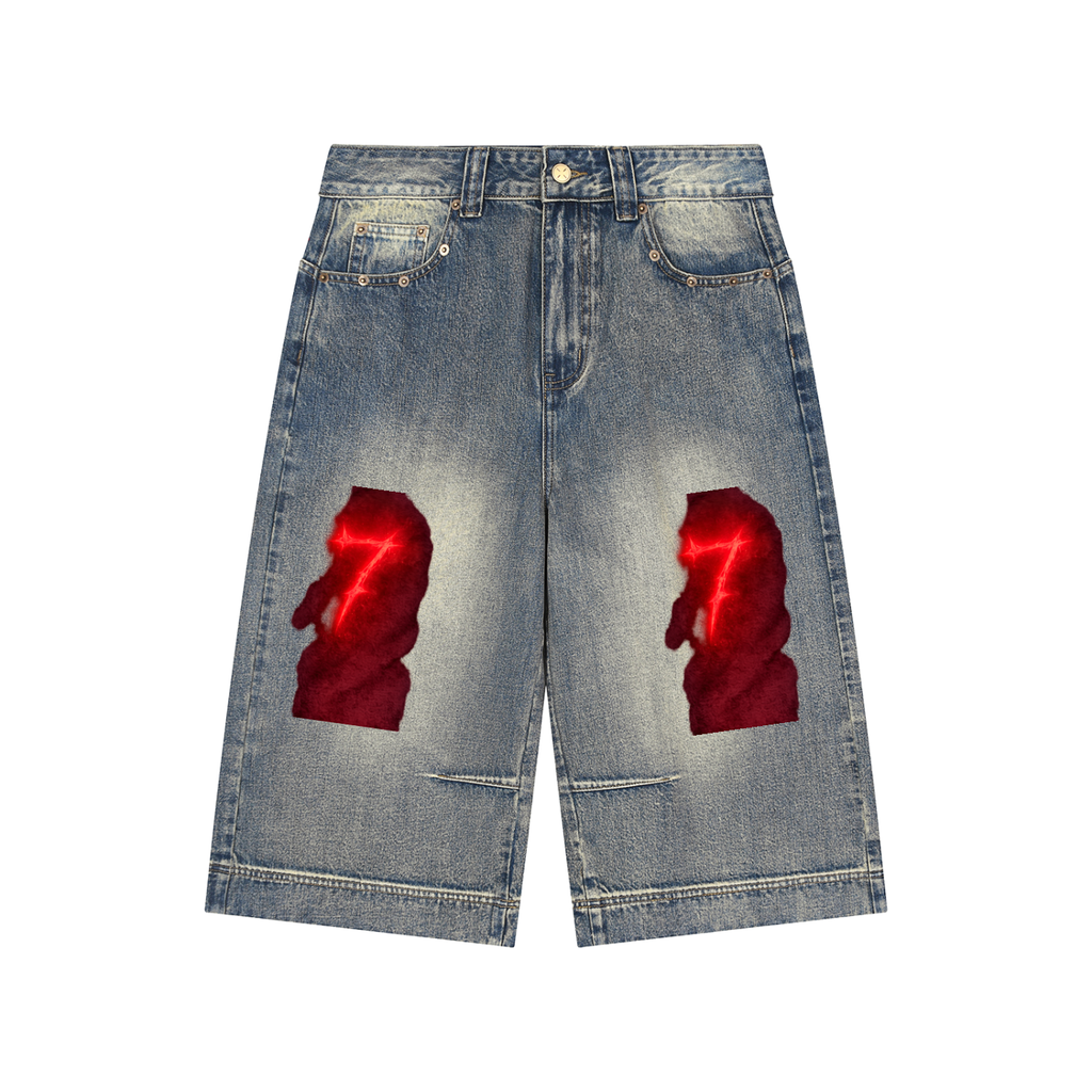 Vintage Wash Baggy Denim Shorts