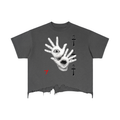 Hands EYE Vintage Wash Boxy Distressed Hem T-Shirt