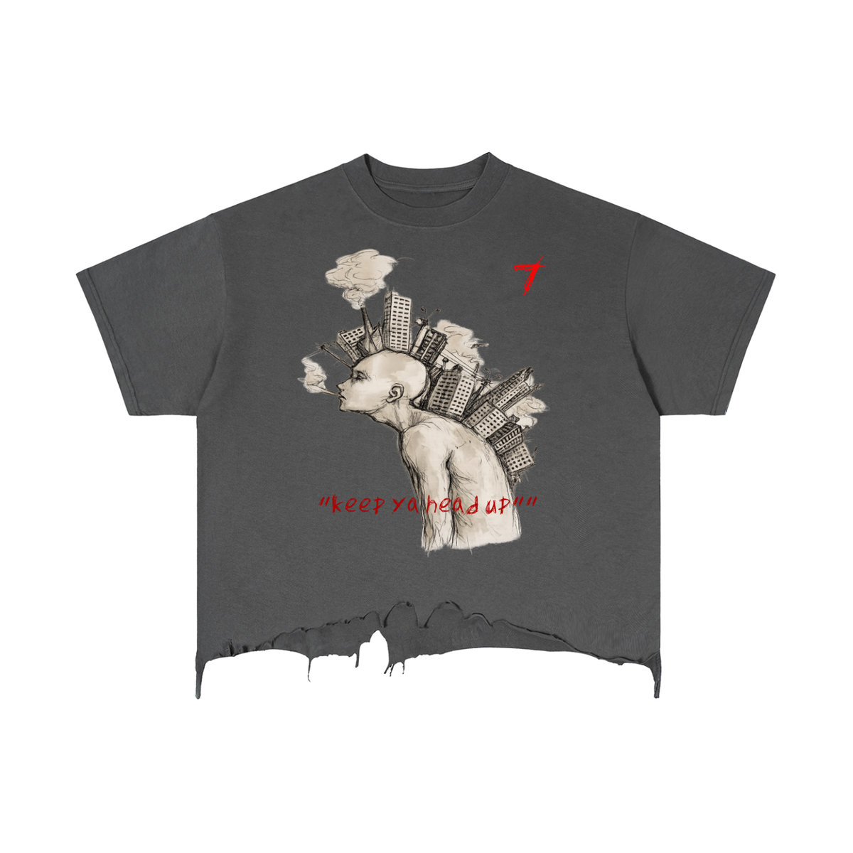 Vintage Wash Boxy Distressed Hem T-Shirt
