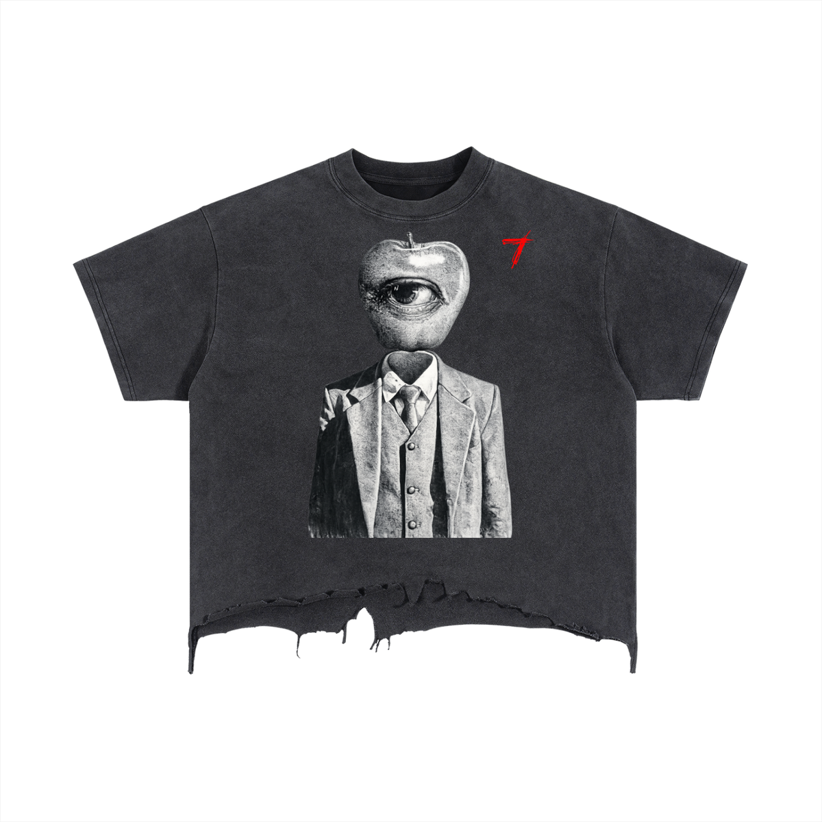 Apple EYE Vintage Wash Boxy Distressed Hem T-Shirt