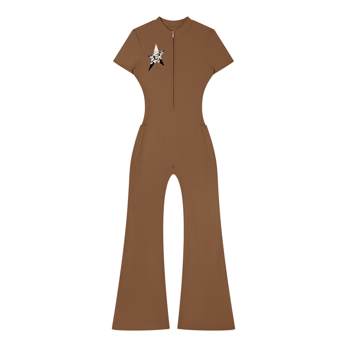 Women’s Tight Flared Leg Quarter-Zip Jumpsuit