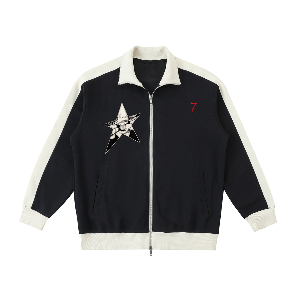 Contrast Trim Stand Collar Jacket
