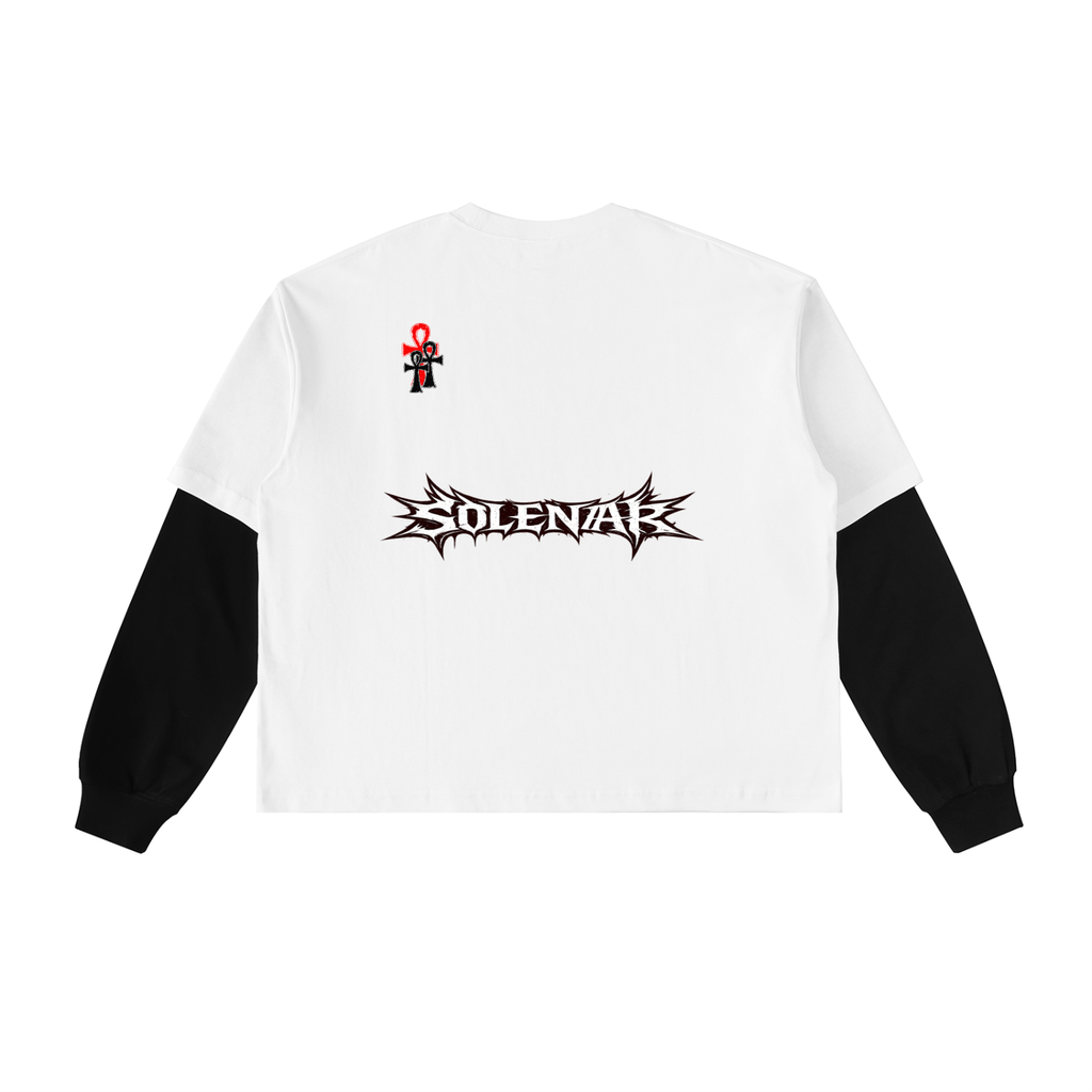 Layered Contrast Sleeve Cotton T-Shirt
