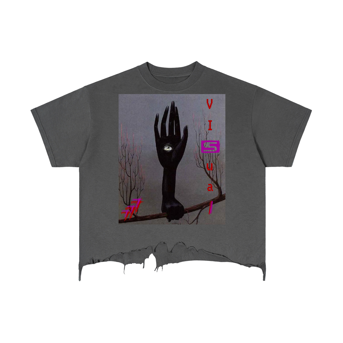 Visual Distressed Hem T-Shirt