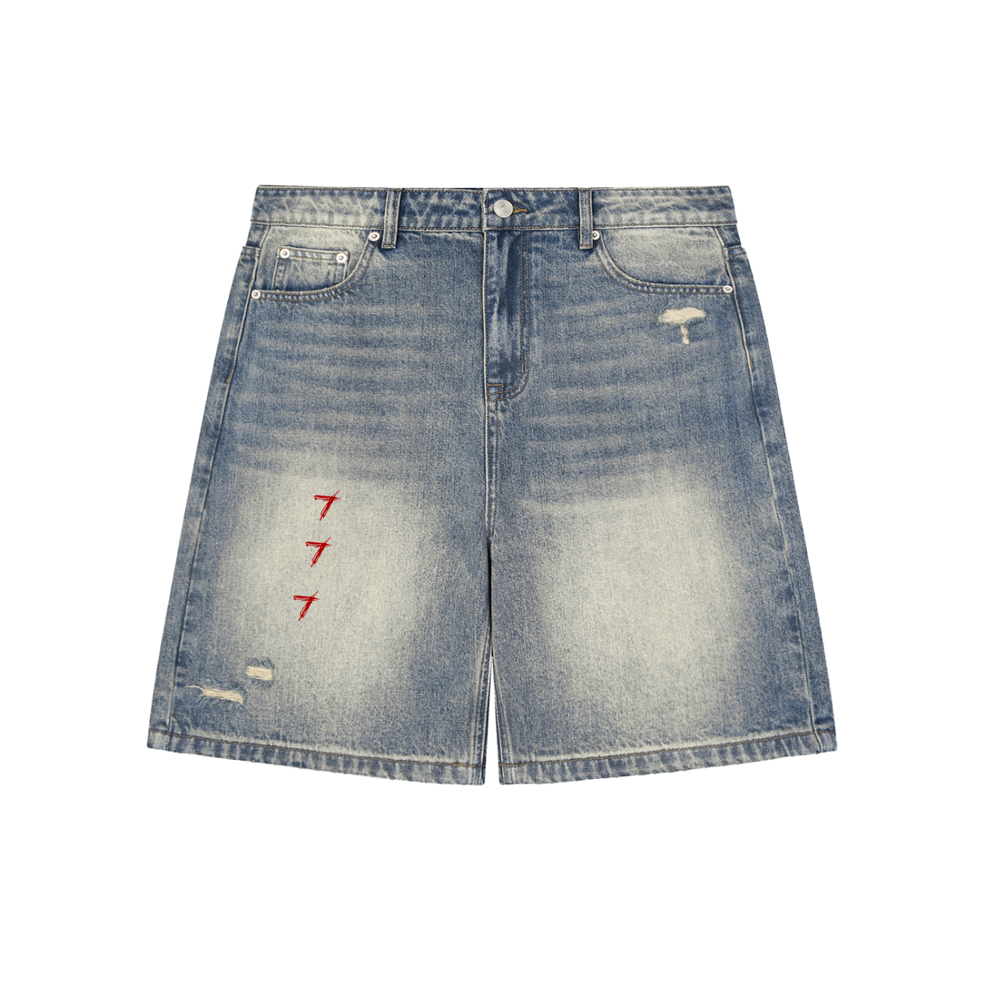 Faded Distressed Baggy Denim Shorts