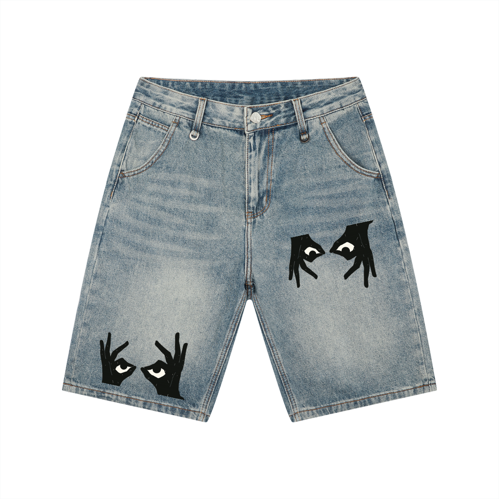 2 eyes Men's Vintage Wash Denim Shorts