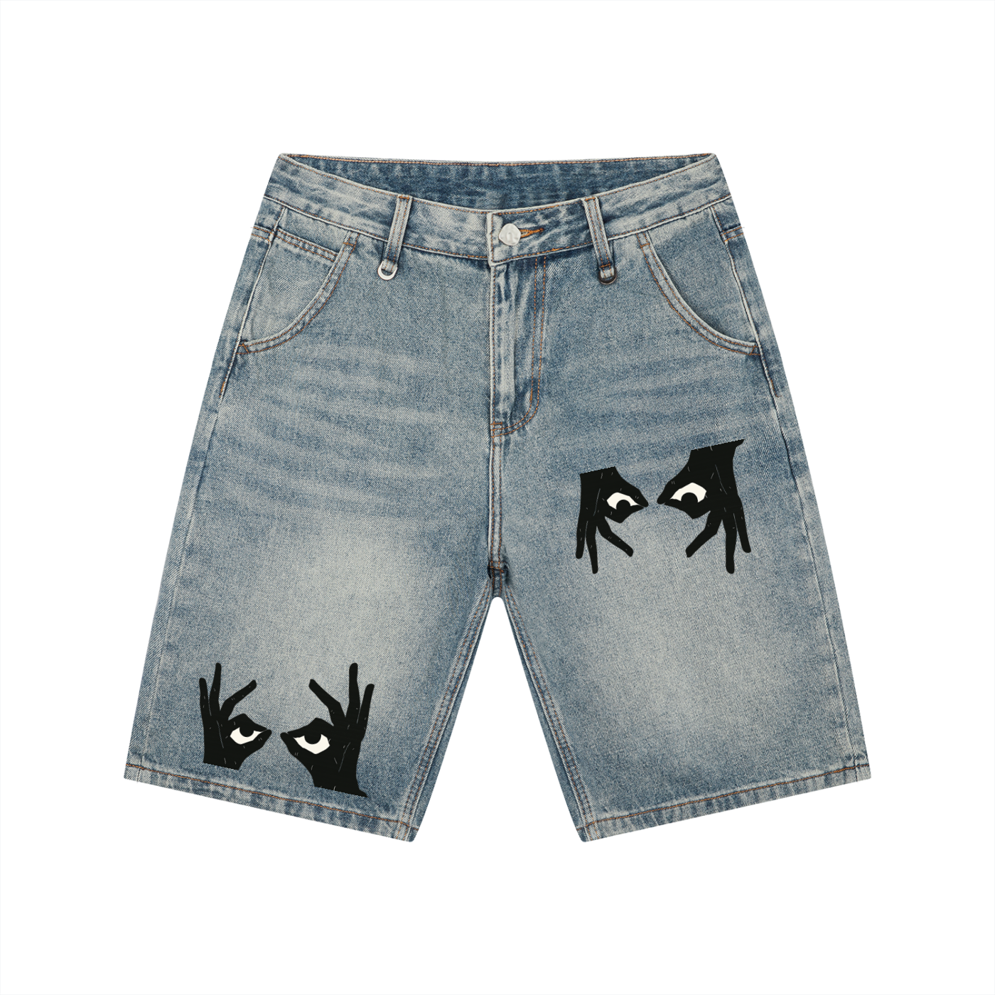 2 eyes Men's Vintage Wash Denim Shorts