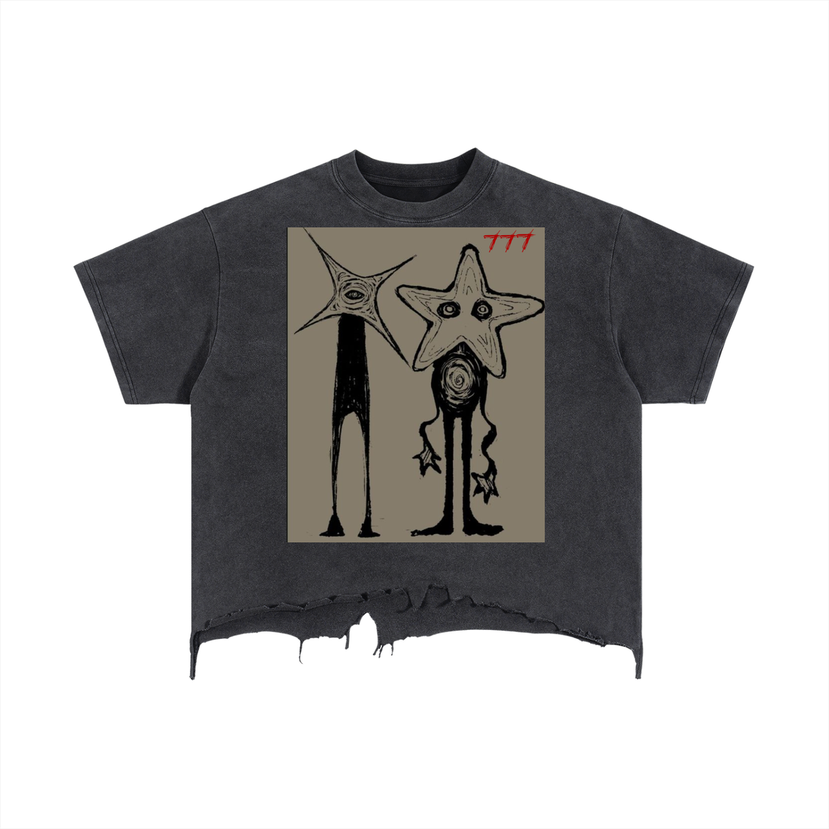 Melted Star Distressed Hem T-Shirt