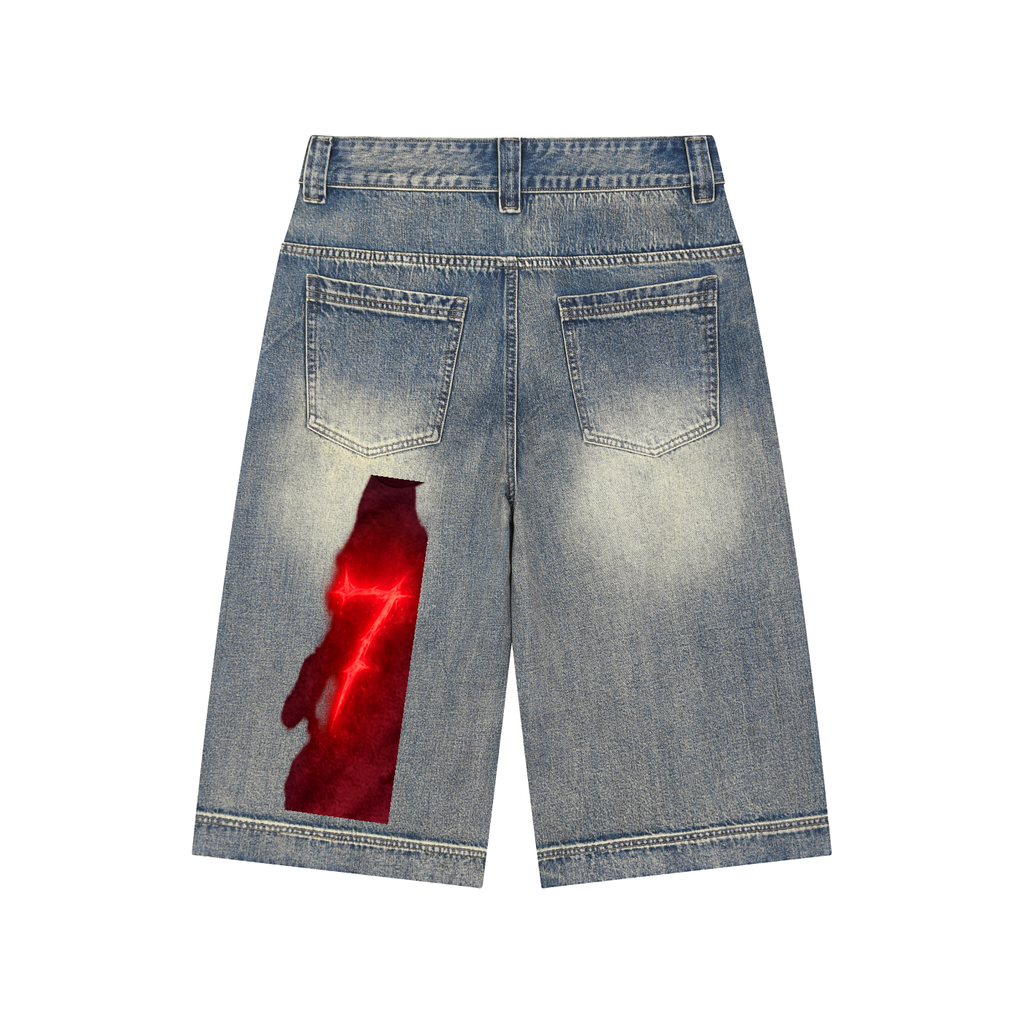 Vintage Wash Baggy Denim Shorts
