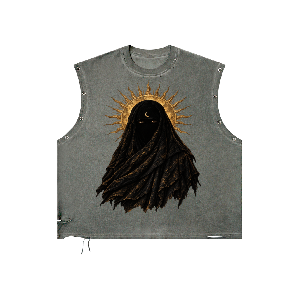 Distressed Grommet Eyelet Tank Top