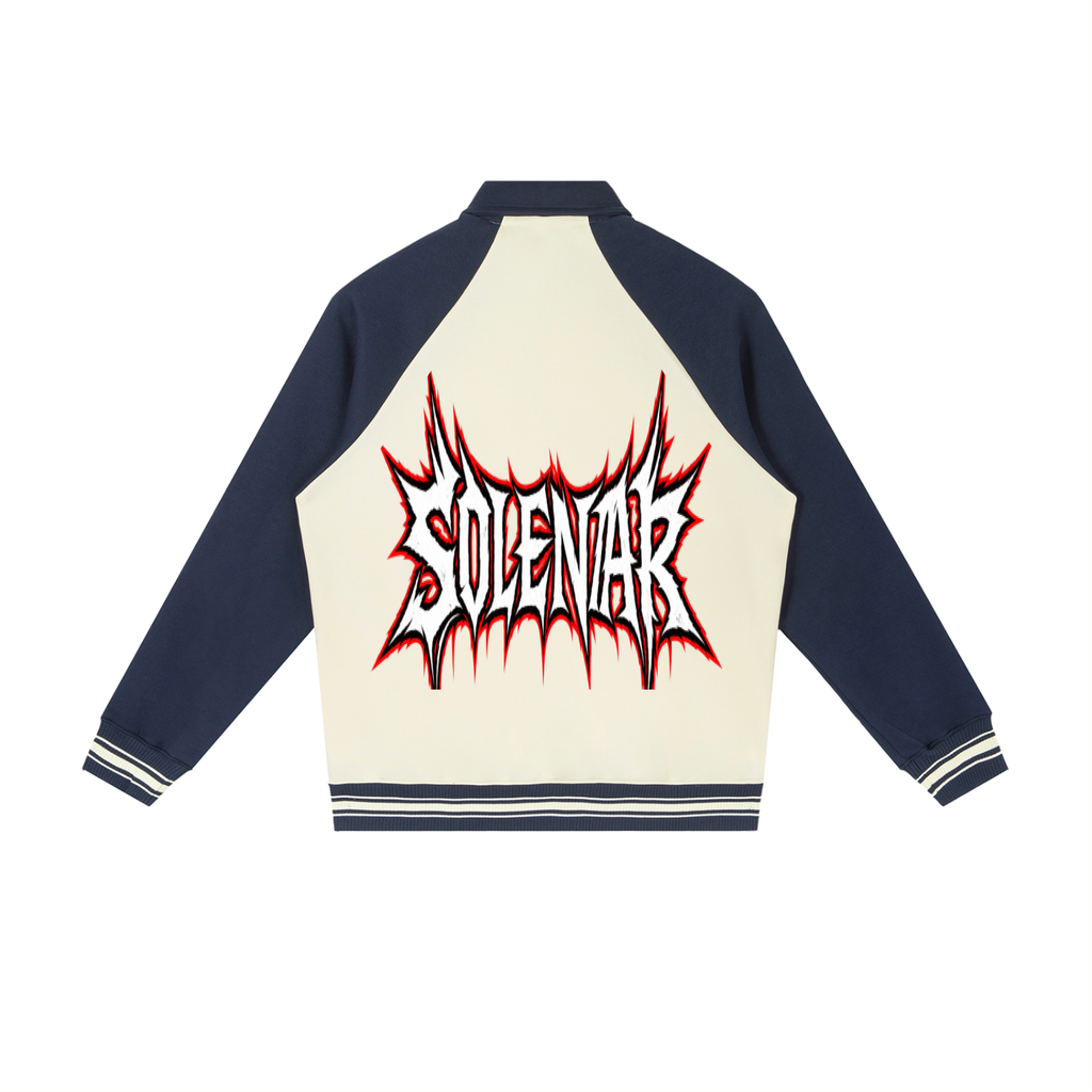 Contrast Raglan Sleeve Baseball Jacket