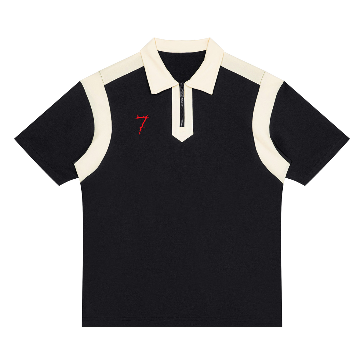 Unisex Color Block Quarter Zip Polo Shirt