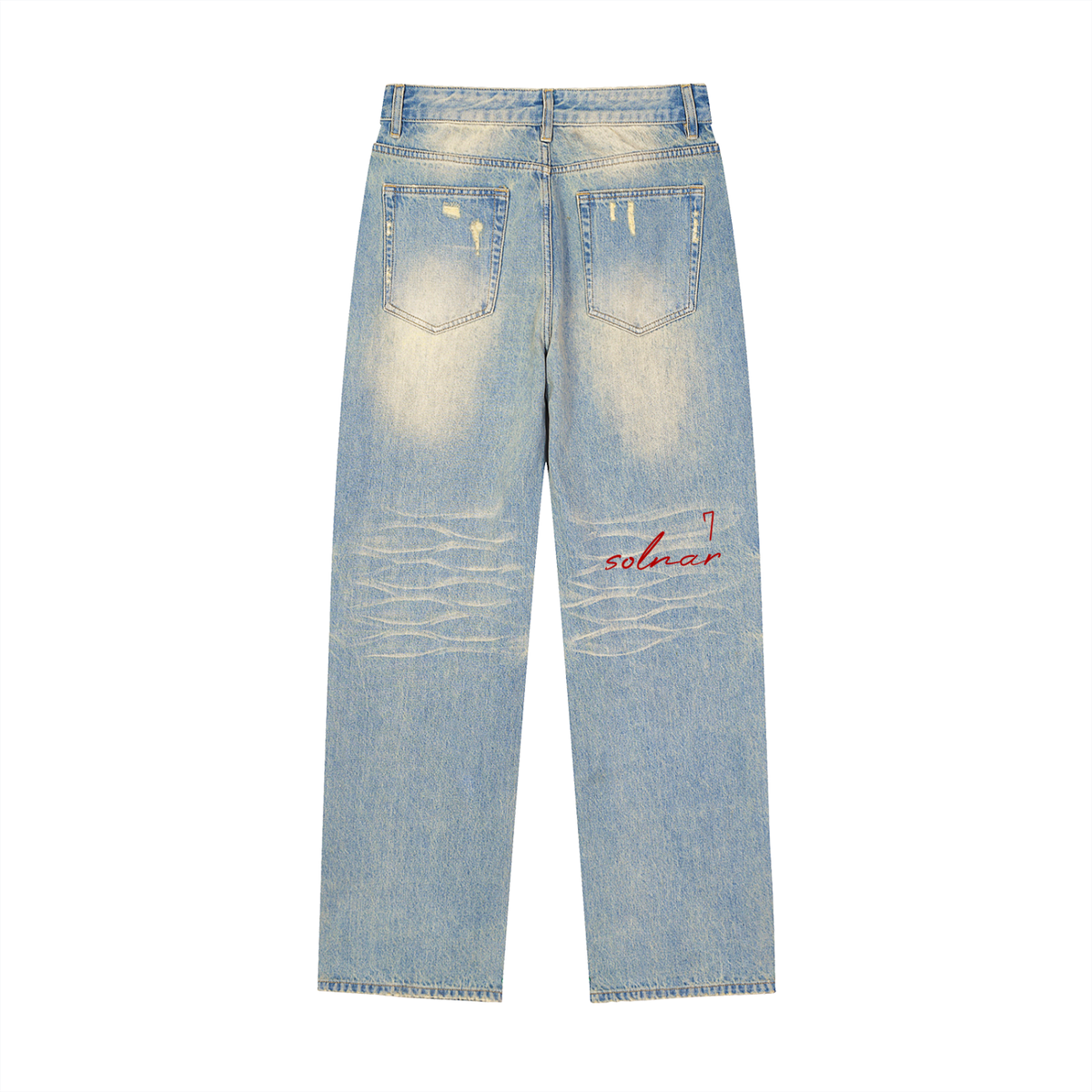 Sun Fade Raw Hem Denim Jeans