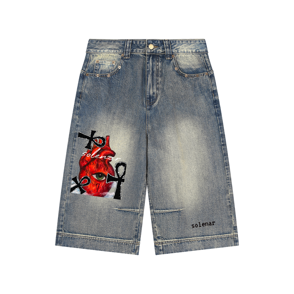 Vintage Wash Baggy Denim Shorts