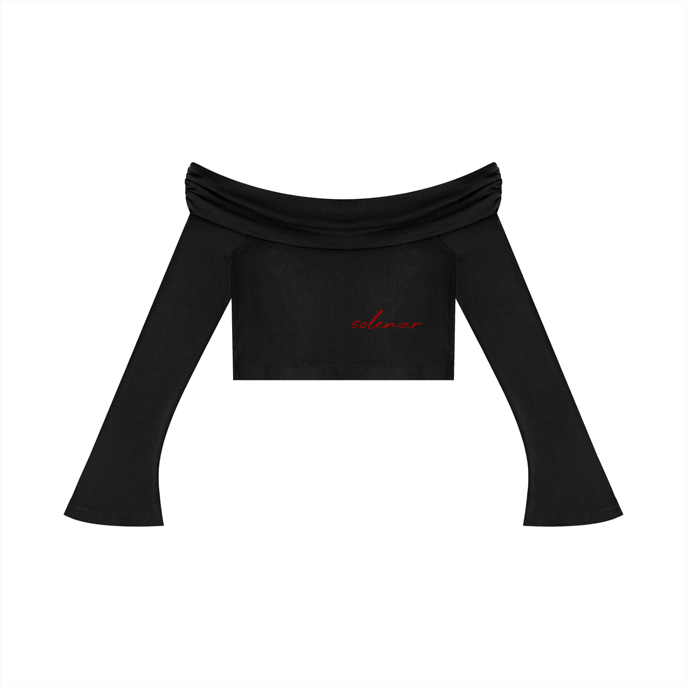 Triple 7 Women's Off-the-Shoulder Bell Sleeve Crop T-Shirt