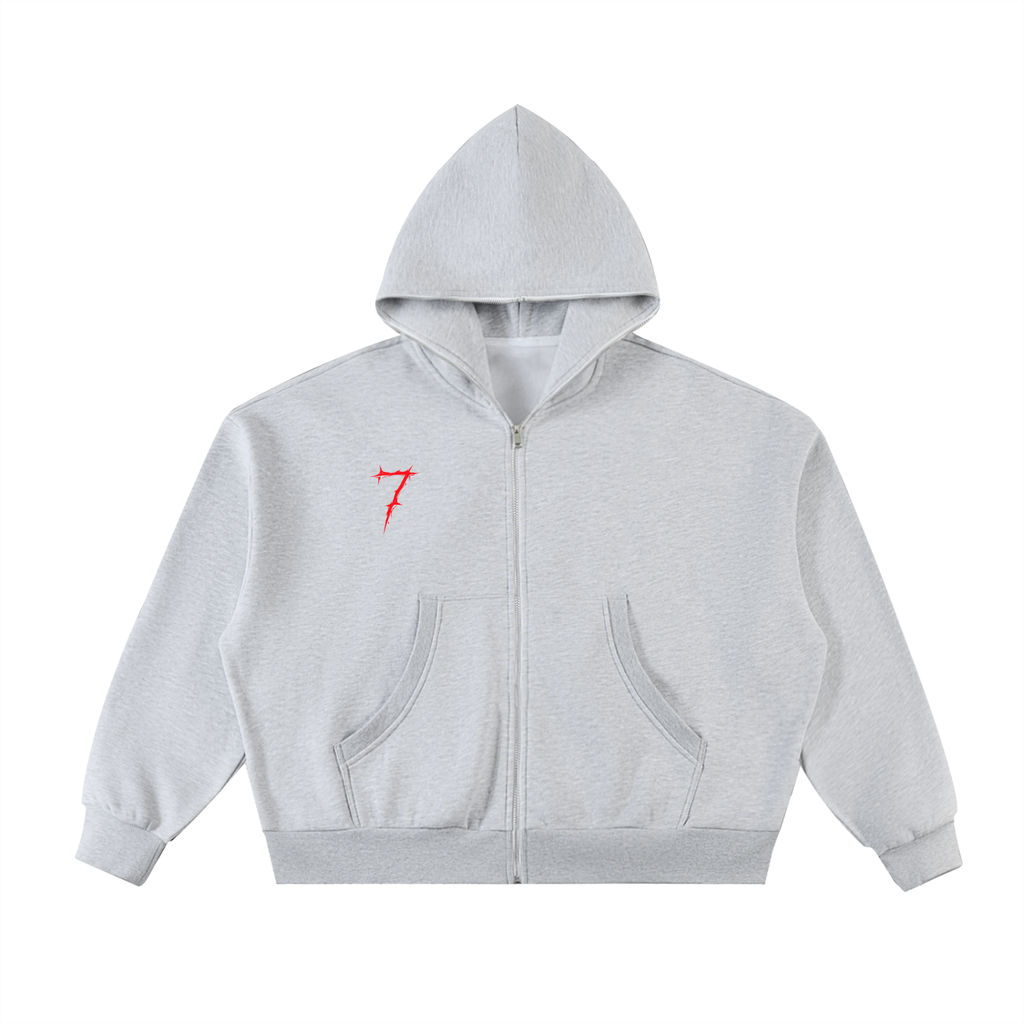 7 Fleeced Full-Zip Boxy Hoodie