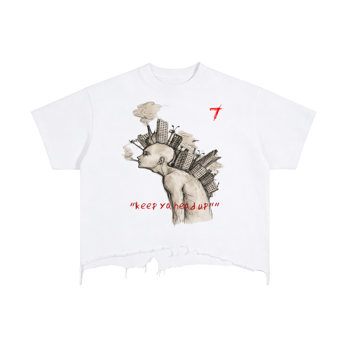 Vintage Wash Boxy Distressed Hem T-Shirt