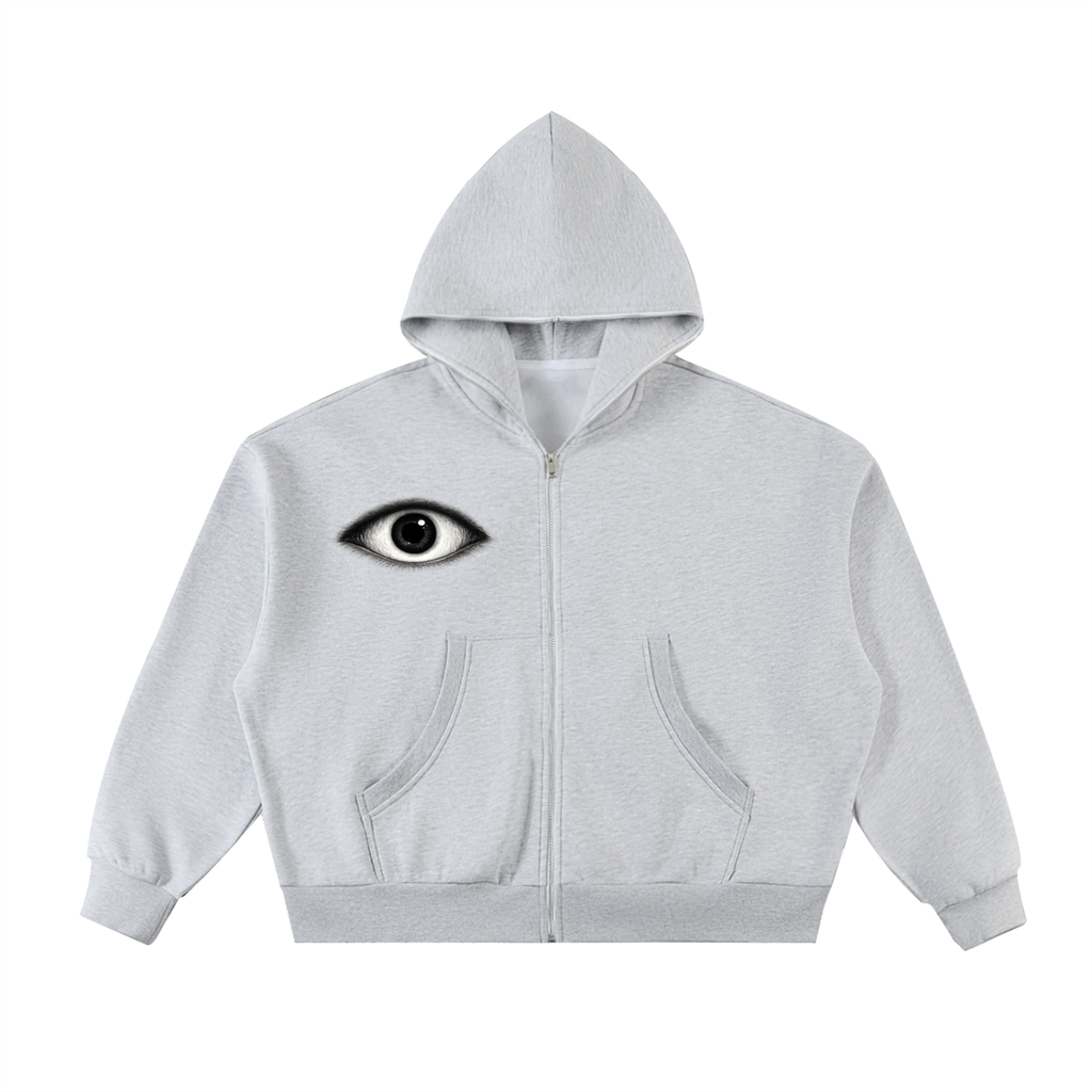 EYE Fleeced Full-Zip Boxy Hoodie