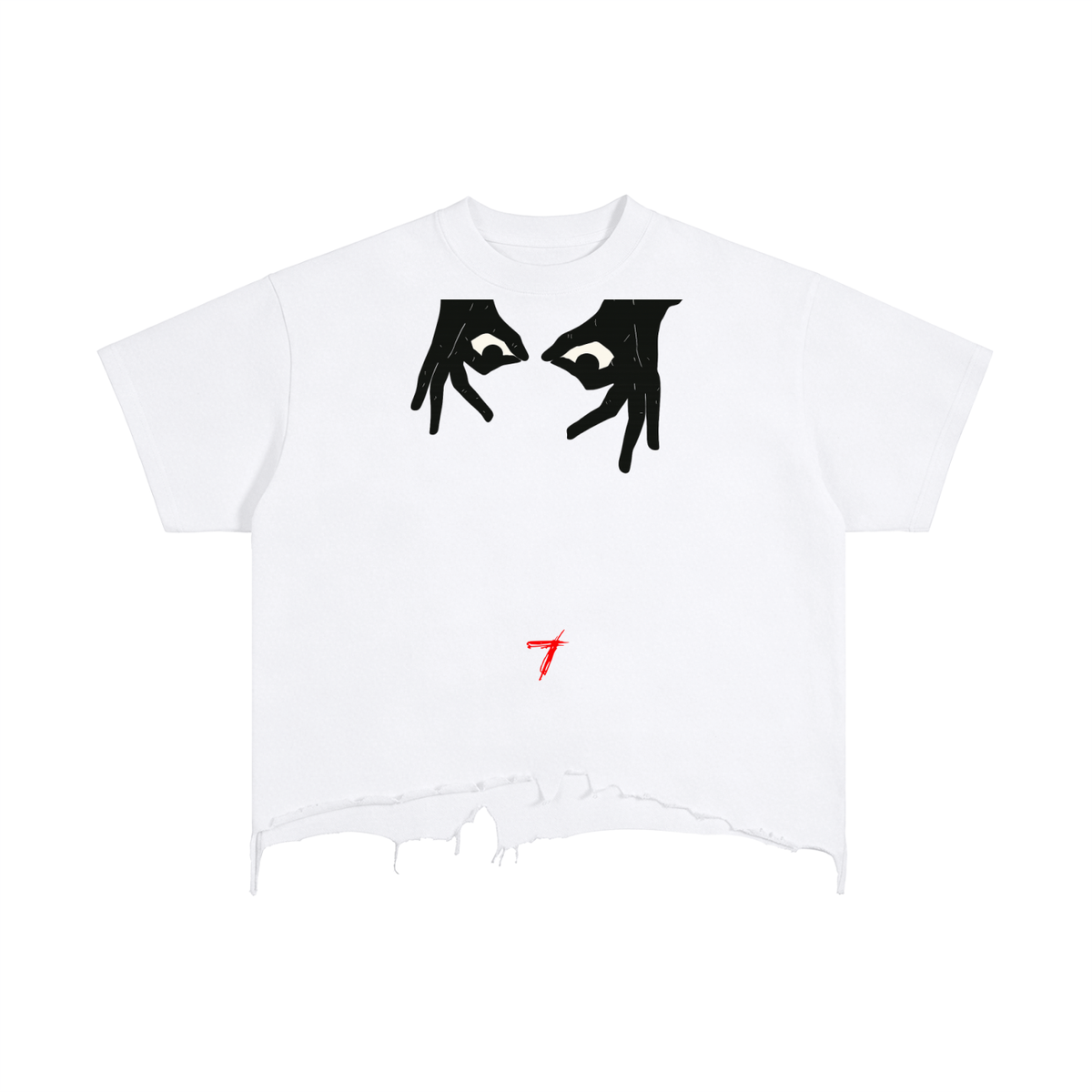 2 eyes Vintage Wash Boxy Distressed Hem T-Shirt