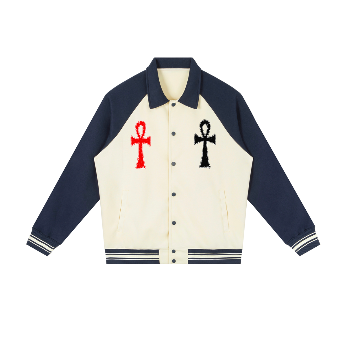 Contrast Raglan Sleeve Baseball Jacket