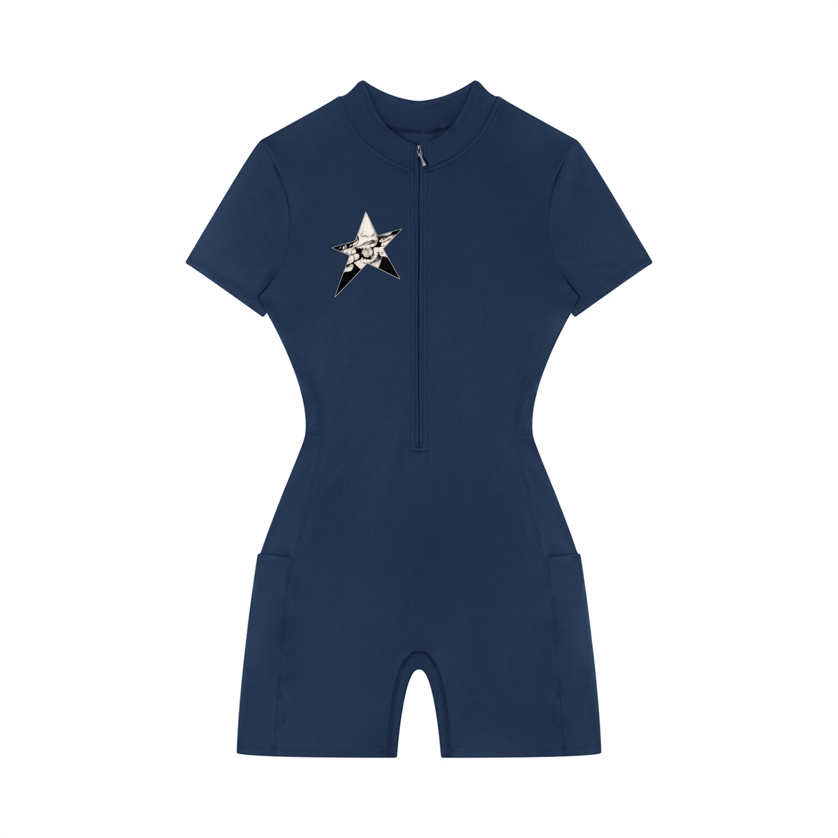 Women's Quarter-Zip Short Sleeve Romper