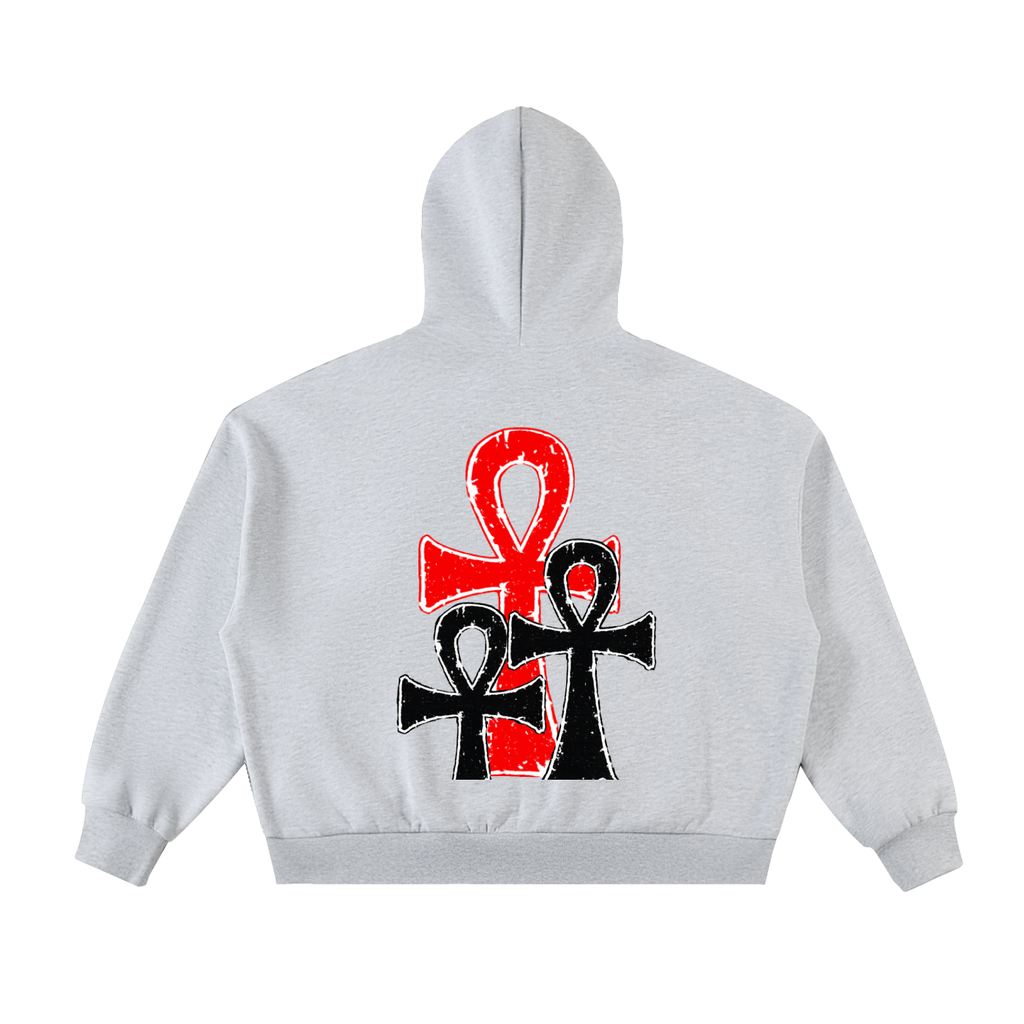 Fleeced Full-Zip Boxy Hoodie