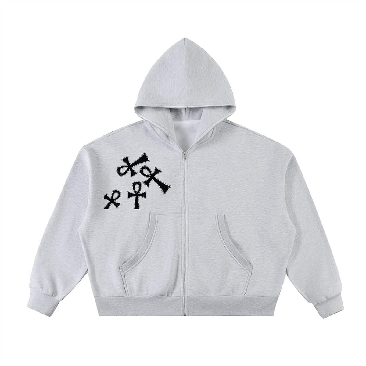 Fleeced Full-Zip Boxy Hoodie