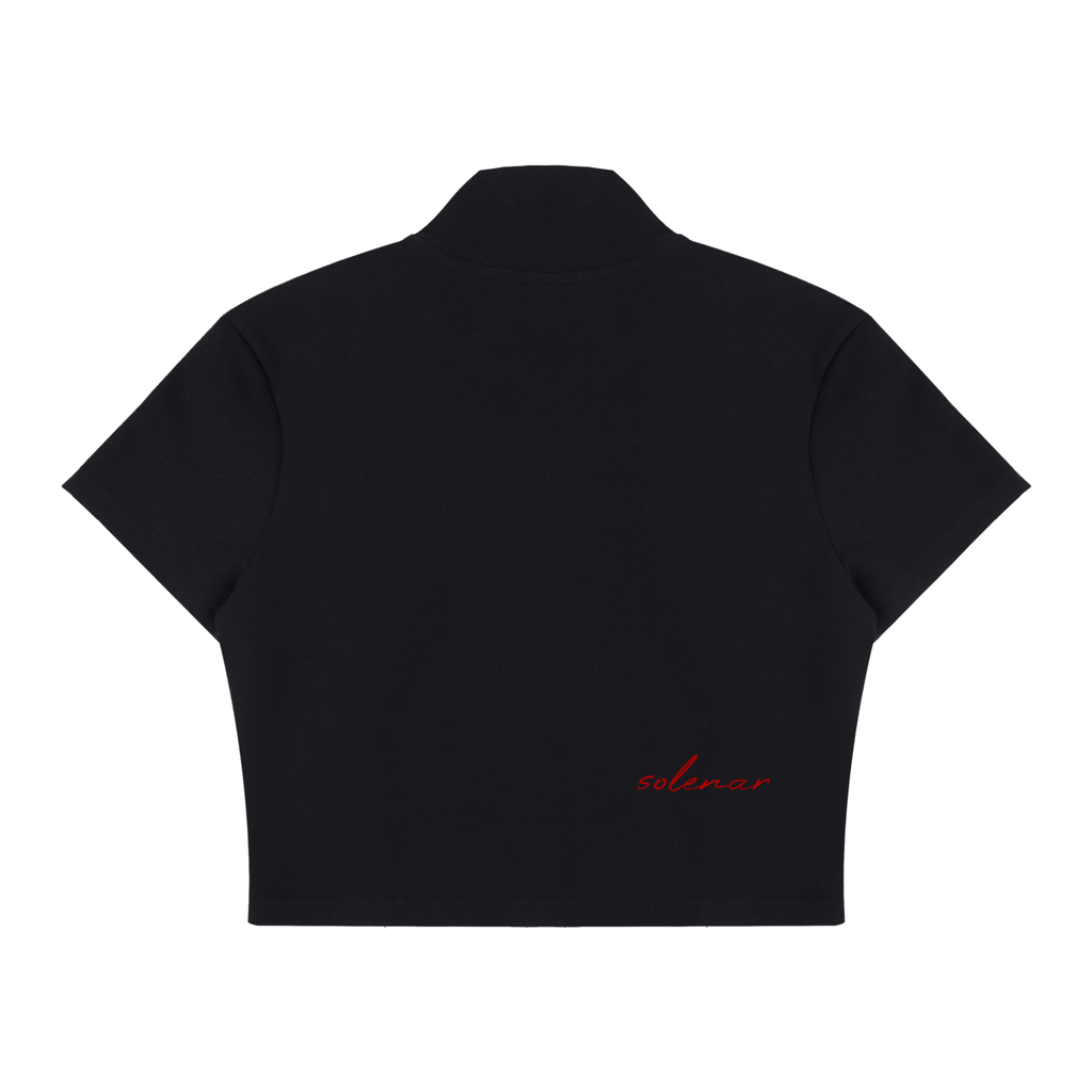 Women's Cropped Full Zip Short Sleeve T-Shirt