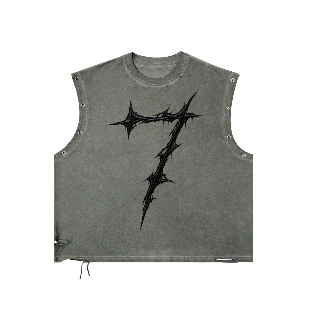 Distressed Grommet Eyelet Tank Top