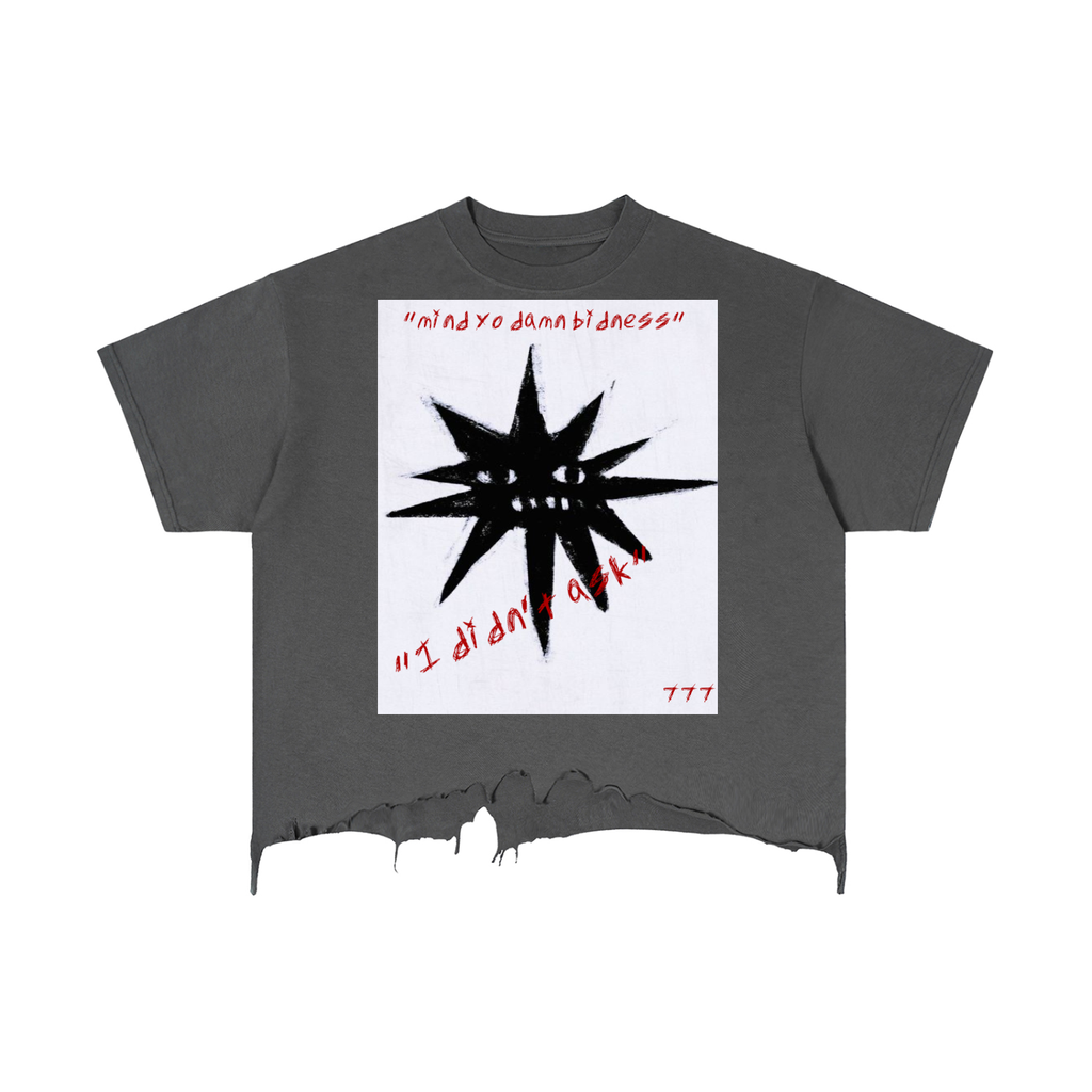 Black Star Distressed Hem T-Shirt