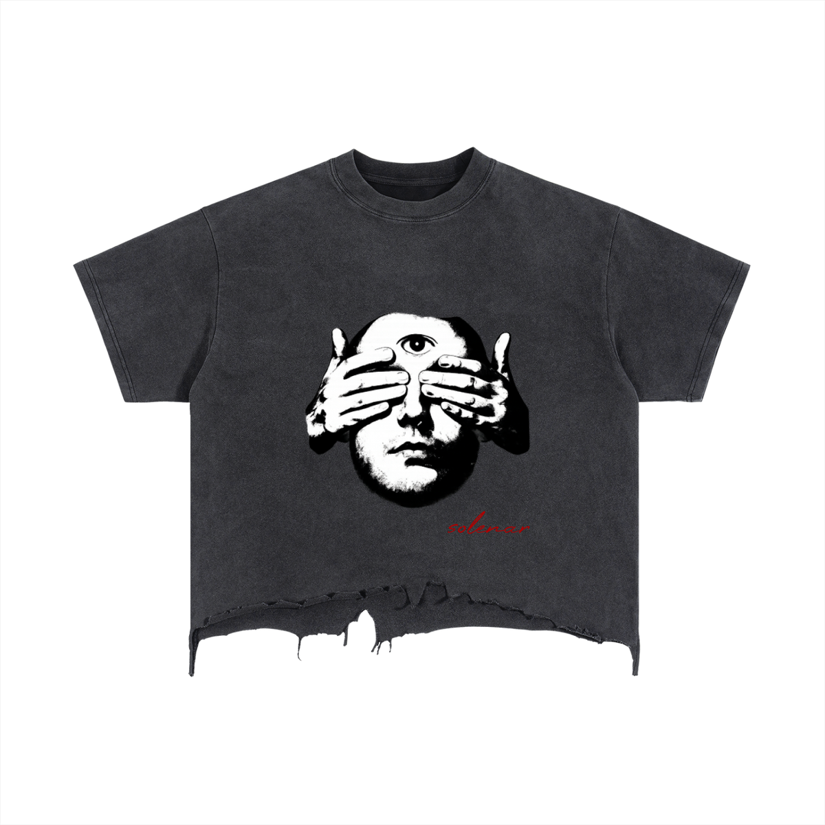 Cant See Vintage Wash Boxy Distressed Hem T-Shirt