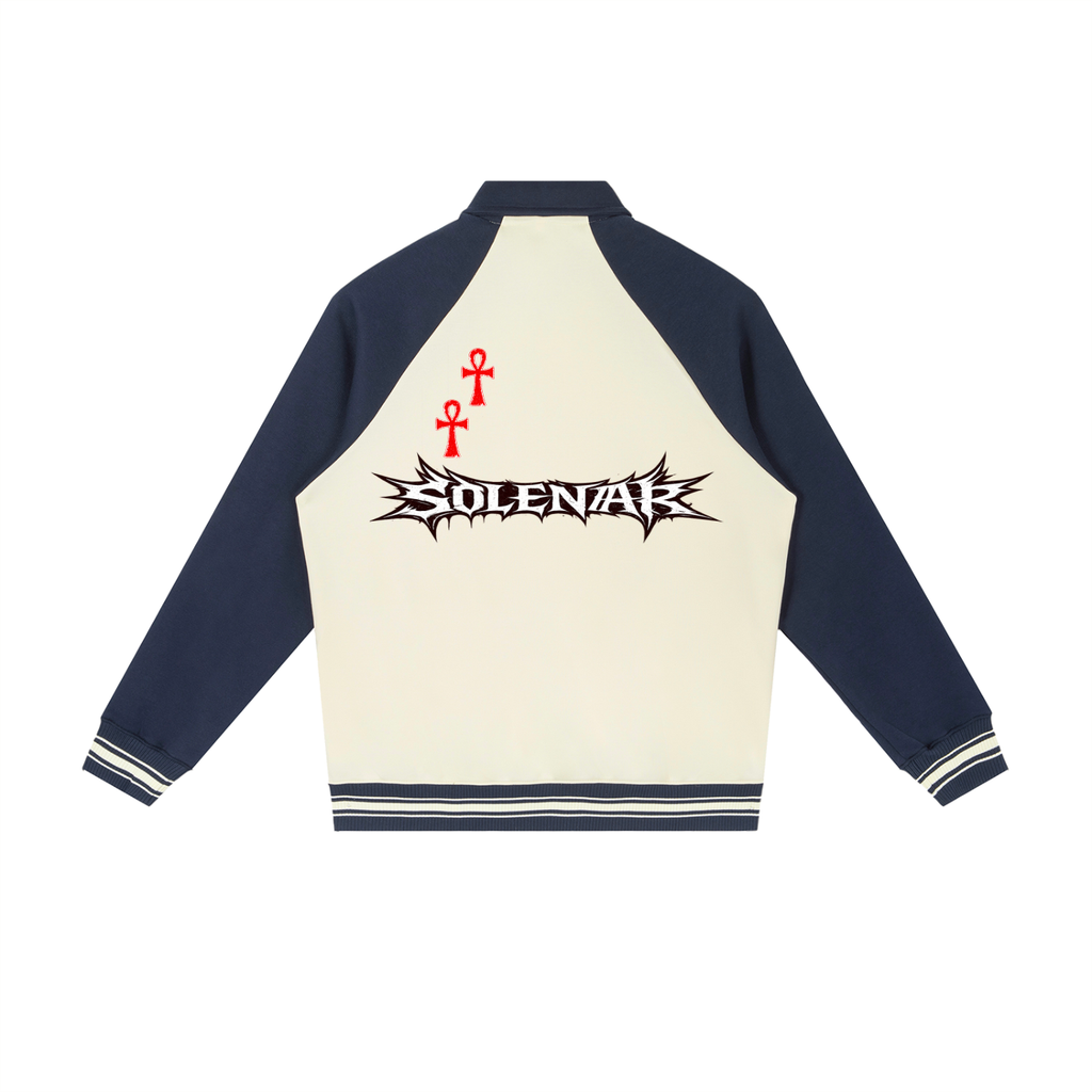 Contrast Raglan Sleeve Baseball Jacket